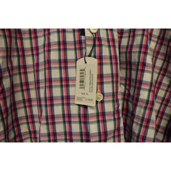 Johnnie O Button Up Shirt Men's XL Lionel Caliente Pink Check Plaid NWT $135 - Picture 4 of 4